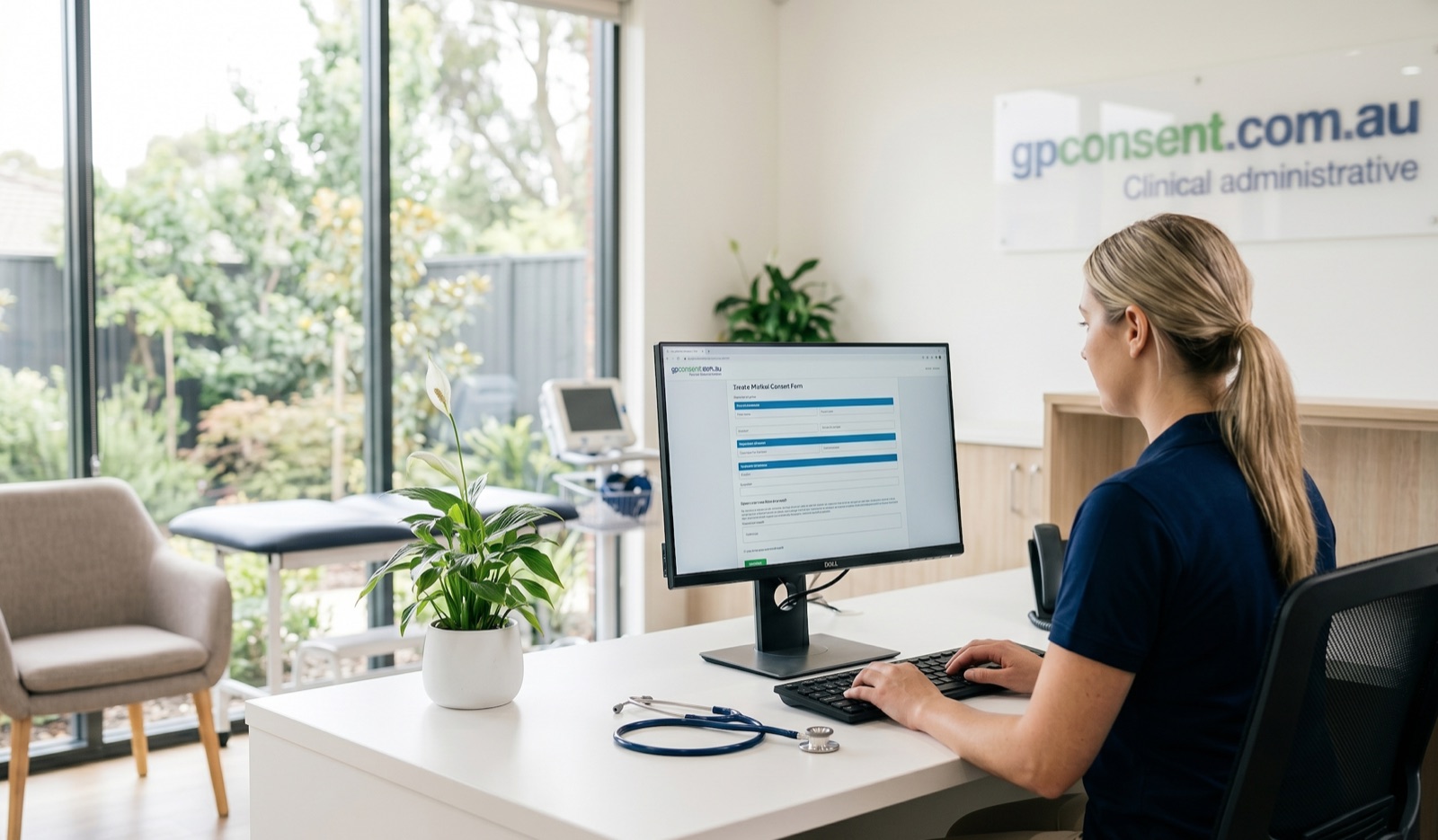 Practice staff completing a consent form in GPConsent
